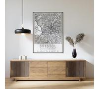 Bristol England City Street Map Print Bristol Wall Art Home decor Poster Poster A1 - Wall Art Home Decor Movie Poster Canvas Film Cinema Retro Vintage Cult Classic Nostargic Saga Modern reprint we pr