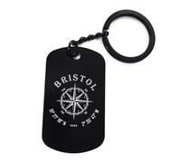 Bristol England UK Coordinates Travel City, Keychain, Keyring, Engraved Steel, ID Tag, Pin