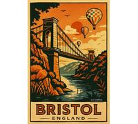 Bristol Featuring Iconic Suspension Bridge - A4 Travel City Poster Wall Art Home Decor Art Print Featuring Iconic Landmarks and Global Destinations for Interiors Inspired by Culture and Exploration
