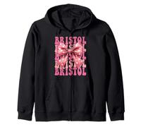 BRISTOL Name Coquette Bow Aesthetic for Women Girls Zip Hoodie