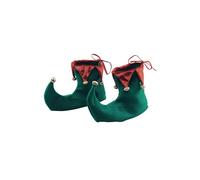 Deluxe Red & Green Elf Boot Shoes Pixie Christmas Unisex Fancy Dress Accessory