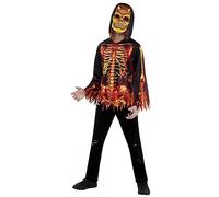 Bristol Novelty 1000766L000 Forum Fire Devil Costume Hooded Shirt and Mask Kids Fancy Dress, Boys, Multicolour, 11-12 Years