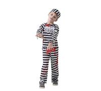 Bristol Novelty 300861L Zombie Convict Fancy Dress, Boys, Black/White, Large Age 7-8 Years Halloween Halloween