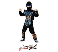 Bristol Novelty 3013485-6 Blue Ninja Costume Kids Fancy Dress, Boys, Girls, Black/Multi, Medium, Age 5-6 Years Halloween Halloween