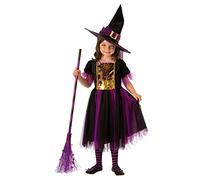 Colour Magic Witch Costume Girls Halloween Witches Fancy Dress Outfit