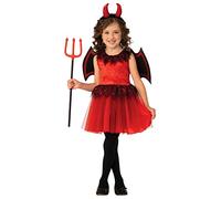 Girls Devil Girl Halloween Wings Demon Red Devil Fancy Dress Kids Costume