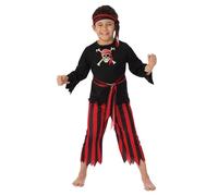Bristol Novelty 3015597-8000 Pirate Boy Kids Costume Fancy Dress, Black/Red, Age 7-8 Years Halloween Halloween