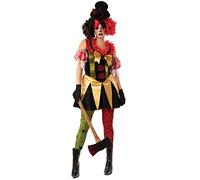Bristol Novelty 301572S000 Evil Clown Women Costume Adult Fancy Dress, Multicolour, EU Size 44-47 Halloween Halloween