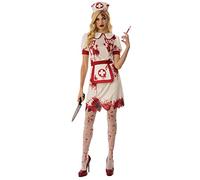 Bristol Novelty 301584L Bloody Nurse Adult Costume, Women, White, Red, Large Halloween Halloween