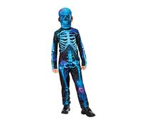 Kids BLUE SKELETON Halloween Fancy Dress Costume + Mask Spooky Horror Child Boys
