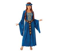Bristol Novelty 701079S000 Medieval Maiden Women's Costume Adult Fancy Dress, Blue, Small UK 8-10 Halloween Halloween