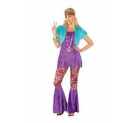 Bristol Novelty 701089S000 Women's Groovy Costume Set | Printed Color Hippie Adult Fancy Dress, Multicolour, UK 8-10 Halloween Halloween