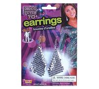 Bristol Novelty 74520 Diamond Earrings, Silver, One Size Halloween Halloween