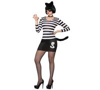 Bristol Novelty 78162 Cat Burglar Costume set | For Women | Black and white Female, UK Size 10-14