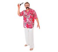 Bristol Novelty AC234 Hawaiian Floral Polo Shirt | For Men | Pink, Multi-Colour, 44-Inch Halloween