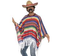 Bristol Novelty AC331 Mexican Poncho Adult Fancy Dress, Men, Multicolour, One Size Halloween