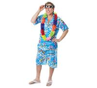 Bristol Novelty AC332 Hawaiian Polo set For Men Blue Man's Costume, Multi-Co