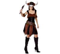 Bristol Novelty AC883 Viking Man Costume set | For Women | Multicolor Lady, Brown, Size 10-14 Halloween Halloween