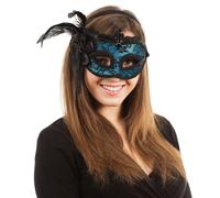 Bristol Novelty Adults Unisex Side Feather Eye Mask - Blue - Blue - One Size