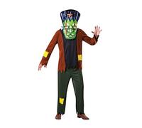 Bristol Novelty AF069 Big Head Frankenstein Costume, Men, Women, Multi-Colour, One Size Halloween, World Book Day