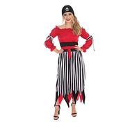 Bristol Novelty AF165L Crimson Pirate Adult (Large) Costume, Women, Red, Black, White Halloween Halloween