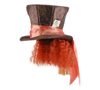 Bristol Novelty Alice In Wonderland Mad Hatter Style Hat with Hair