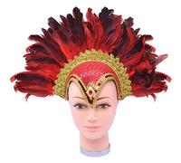 Bristol Novelty BA071A Feather Headdress | For Women | Red Helmet Jewel + Plume, One Size