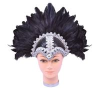 Bristol Novelty BA072 Braiding Feather Helmet | For Women | Black Plume, One Size