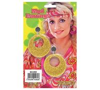 Bristol Novelty BA1082 Gold Mod Glitter Earrings, Womens, One Size