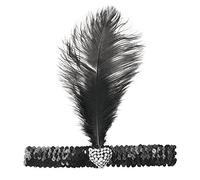 Bristol Novelty BA1317 Flapper Headband with Crystal Heart Black, Womens, One Size