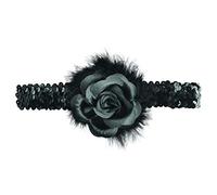 Bristol Novelty BA1318 Flapper Headband with Rose Boa | For Women | Black, One Size