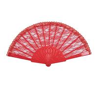 Bristol Novelty BA2153 Lace Fan | For women | Red, Solid, One Size