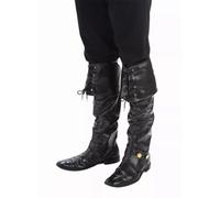 Black Deluxe Pirate Santa Boot Top Covers Fancy Dress Accessory Hook Medieval