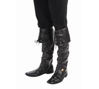 Black Deluxe Pirate Santa Boot Top Covers Fancy Dress Accessory Hook Medieval