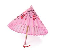 Silk Pink Parasol with Wooden Handle for Adults - Bristol Novelty