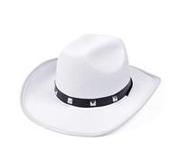 Bristol Novelty BH367C White Felt Cowboy Studded Hat, One Size