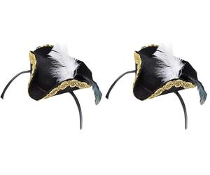 Bristol Novelty BH554 Headband | Mini Pirate Hat | 1 Piece | Black | One Size-Ages 14 years Band, womens (Pack of 2)