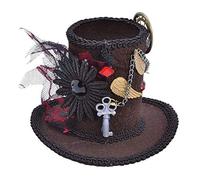 Bristol Novelty Ltd Mini Top Hat – Steampunk Mini Tall Top Hat with Clip – Womens Brown One Size