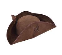 Bristol Novelty BH656 Brown Pirate Tricorn Hat Suede Fabric, Unisex-Adult, One Size