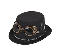 Adults Steampunk Top Hat Black With Googles And Gears Chain Alternative Festival