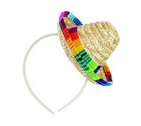Bristol Novelty BH693 Sombrero Straw Mini On Headband, Men, Women, Multi-Colour, One Size