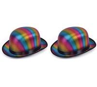 Bristol Novelty BH714 Bowler Rainbow Coloured hat, Men, Women, Multicolour (Pack of 2)