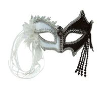 Bristol Novelty Black/White Tassel Eye Mask - White/Black - One Size - White/Black
