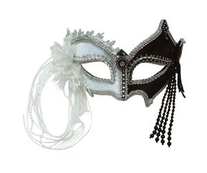 Bristol Novelty Black/White Tassel Eye MaskOne Size White/Black BN941