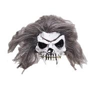 Bristol Novelty BM282 Skull Half Face Mask and Hair, Unisex-Adult, Grey, One Size