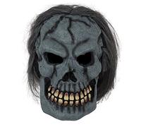 Bristol Novelty BM525 Skull Mask with Hair, Unisex-Adult, Grey, One Size