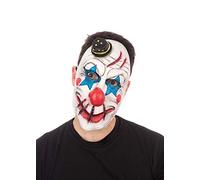 Bristol Novelty BM578 Top Hat Horror Clown Face Mask, Men, Women, White, Blue,Red