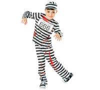 Bristol Novelty Boys Convict Zombie Costume - Black/White - 7-8 Years - Black/White