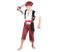 Bristol Novelty Boys Pirate Costume - Red/Black/White - L - Red/Black/White