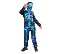 Bristol Novelty Boys Skeleton Costume - Black/Blue - 5-6 Years - Black/Blue